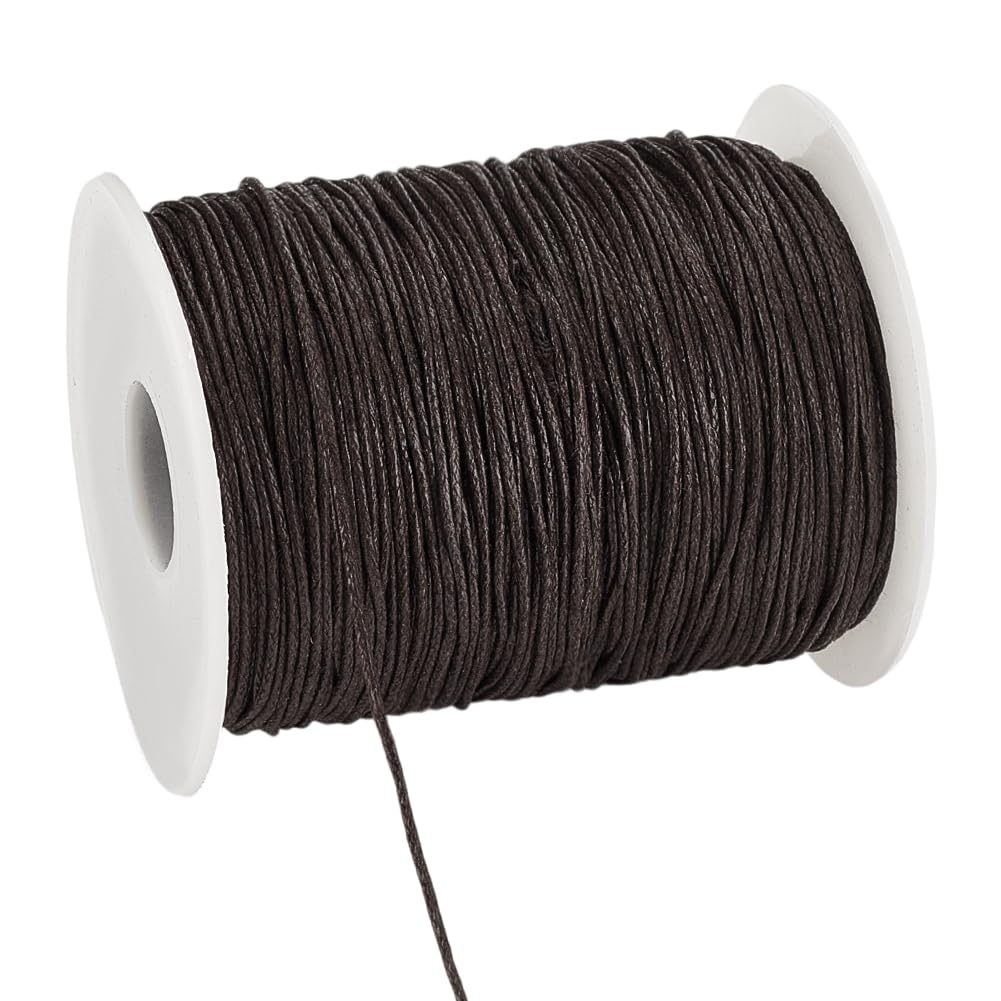 PH PandaHall 175 Yards Waxed Cotton Cord 1mm Brown Waxed String Wax Thread Beading Cord Macrame Cord for DIY Craft Beading Kontting Sewing Macrame Handicrafts Bracelet Necklace Jewellery Making