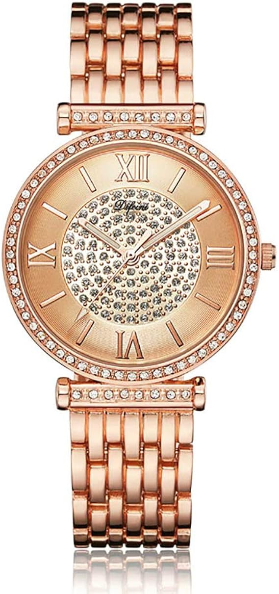 Amazon Df9701 レディース腕時計 ファッションクリスタルダイヤモンド腕時計 ガールズローズゴールド防水クォーツステンレススチールブレスレットウォッチ ローズゴールド レディース腕時計 腕時計 通販
