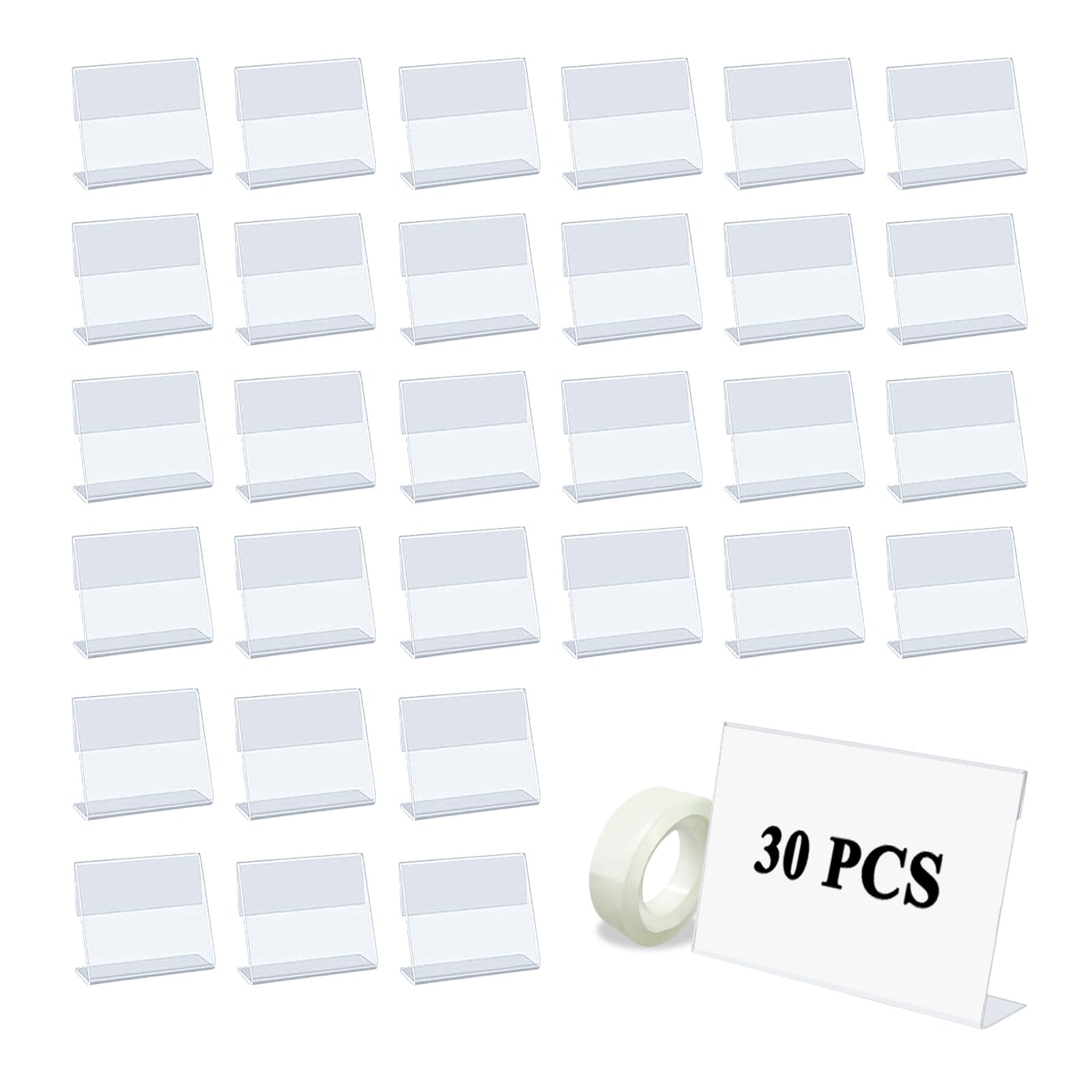 Pack of 30 clear card holders, label holders made of transparent, price tag holders, for price labels for goods signage