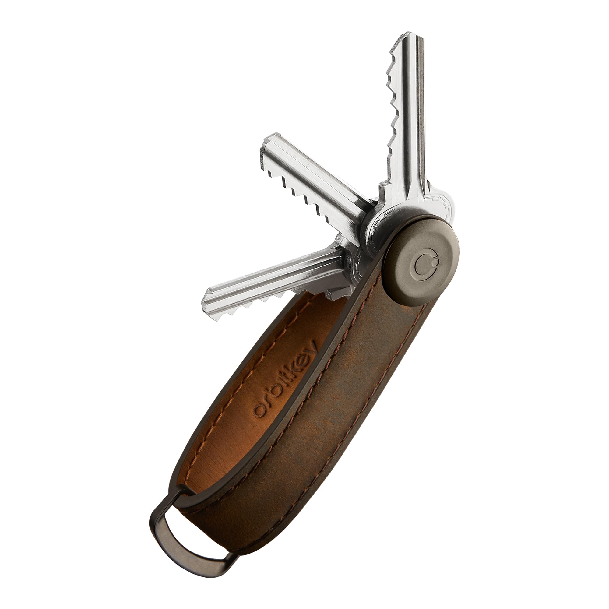 Orbitkey Crazy Horse Leather Key Organizer | Tiene hasta 7 llaves, roble marrón