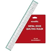 KEARING 18"x2" Metal Edge Quilting Ruler - 3mm Non-Slip Acrylic Laser Grid | Rotary cutter edge for fabric cutting and sewing