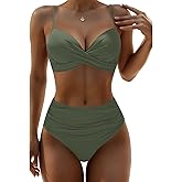 Aqua Eve Women Underwire Bikini High Waisted Bathing Suit Tummy Control Two Piece Swimsuit