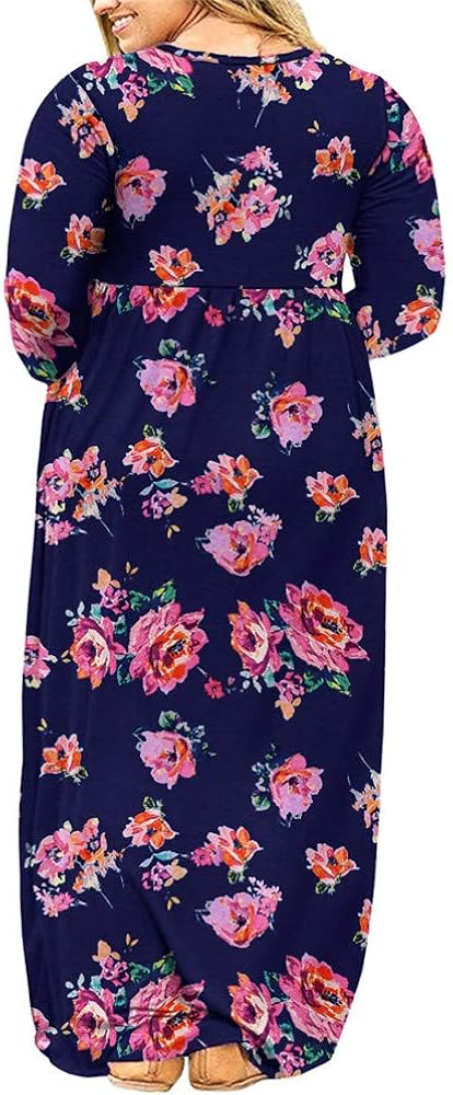 BISHUIGE Womens L-6XL Long Sleeve Casual Plus Size Maxi Dresses with Pockets at  Women’s Clothing store