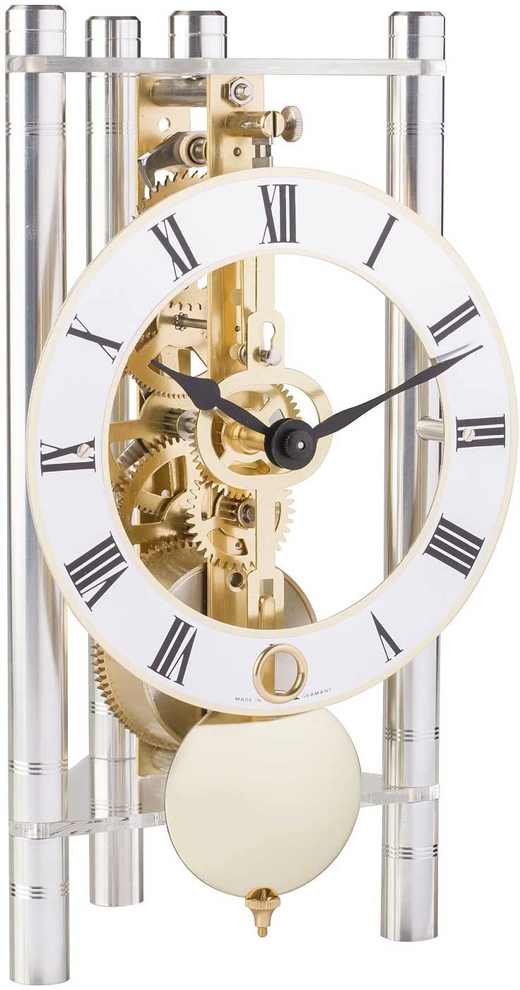 Hermle Table Clock, Aluminium, Silver, 19,5cm x 11cm x 9cm