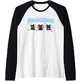 DreamWorks Dragons Toothless Cute Trio Raglan Baseball Tee