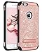 BENTOBEN iPhone 6S Case, iPhone 6 Case, Bling Glitter Slim Hybrid Dual Layer TPU Bumper Hard PC Cover Coat Sparkly Shiny Cute Faux Leather with Metal Kickstand for 4.7 inch iPhone 6S/6 Rose Gold