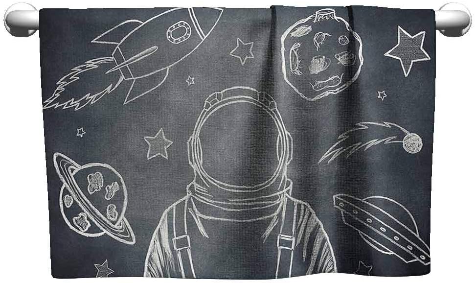 DUCKIL Sports Towel Wide Tap Space Backdrop with Planets Rocket and Sketchy Astronaut Figure Galaxy Illustration Popular Bath Sheets 35 x 12 inch Dark Grey