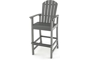 ORALNER Tall Adirondack Chairs, Outdoor High Back Balcony Chair, Weather Resistant HDPE Resin Plastic Bar Height Stools, 360 