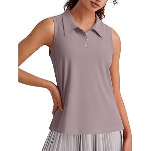 G4Free Women Sleeveless Golf Polo Shirts UPF 50+ Quick Dry Tank Tops
