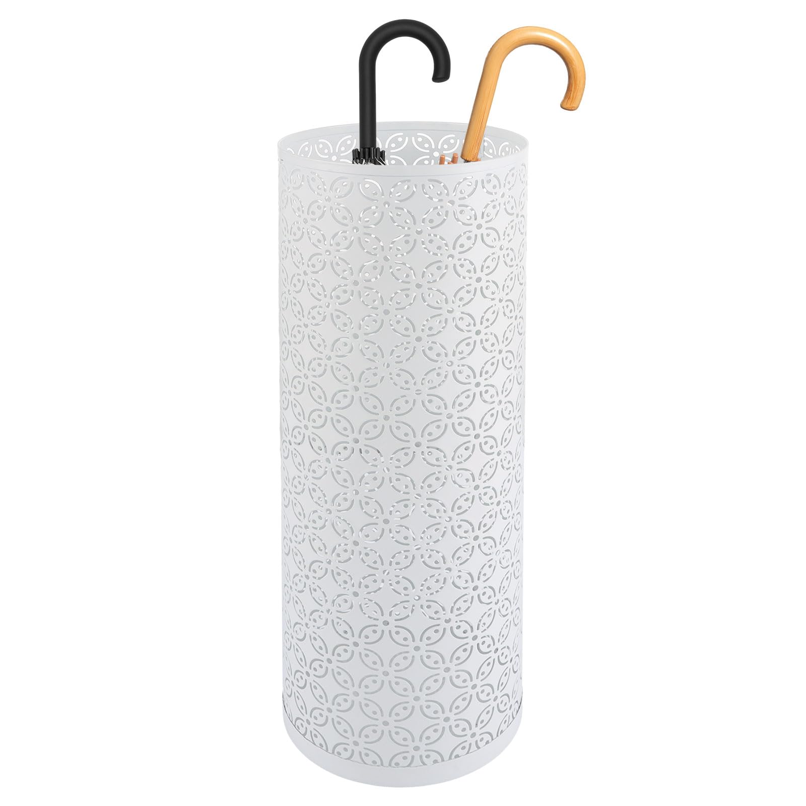 ASelected Metal Drum Umbrella Stand - Creative Free Standing Umbrella Holder Bin for Office, Restaurant, Family - 42X15X15Cm (White)