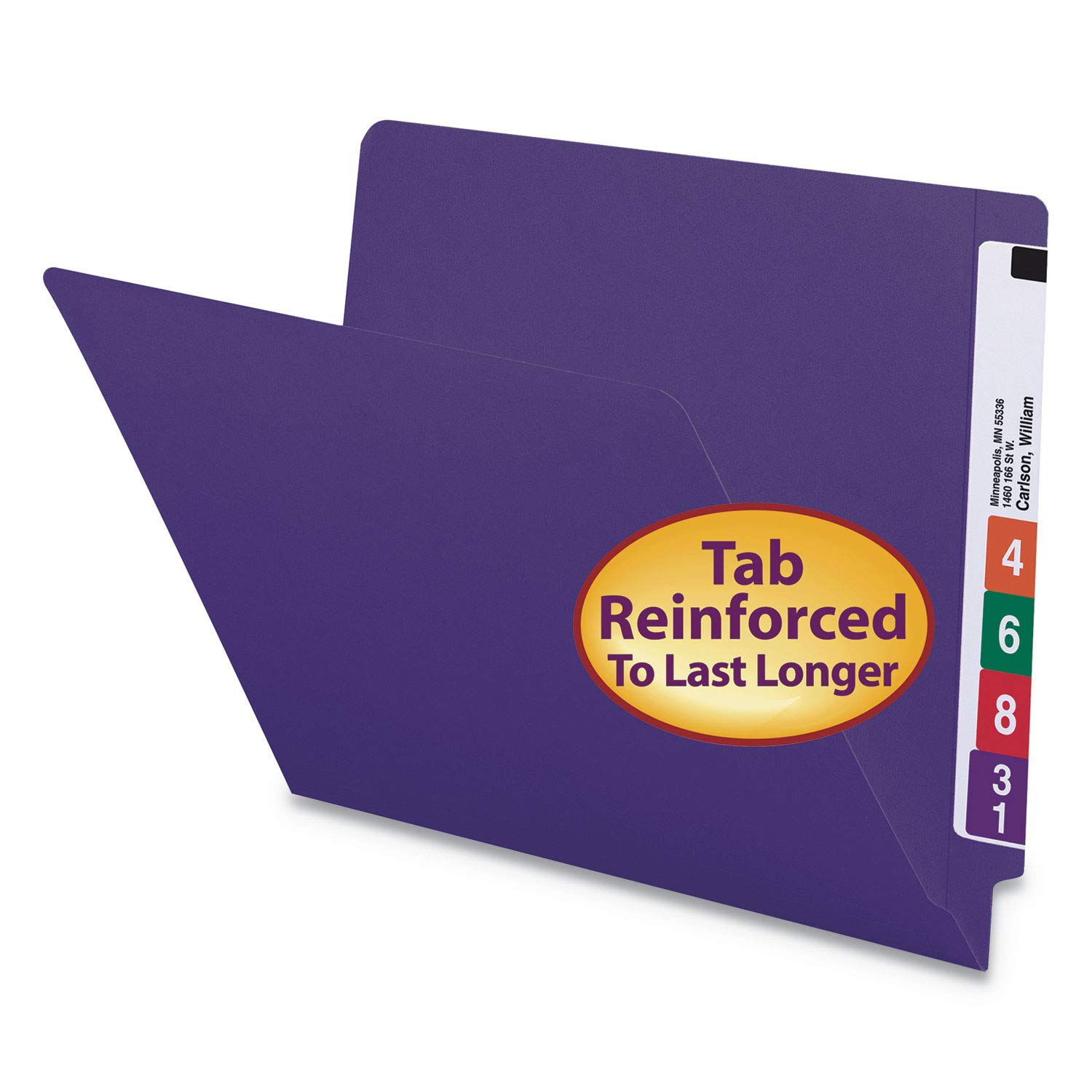 Photo 1 of Smead End Tab File Folder, Shelf-Master Reinforced Straight-Cut Tab, Letter Size, Purple, 100 per Box (25420)