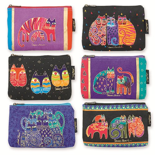 Laurel Burch Classic Felines Cosmetic Bag (Purple/Red D)
