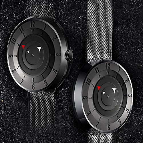 Montre noire pour homme - Minimaliste - Analogique - Quartz - Pour homme - Montres pour homme avec bracelet en acier inoxydable et mouvement japonais