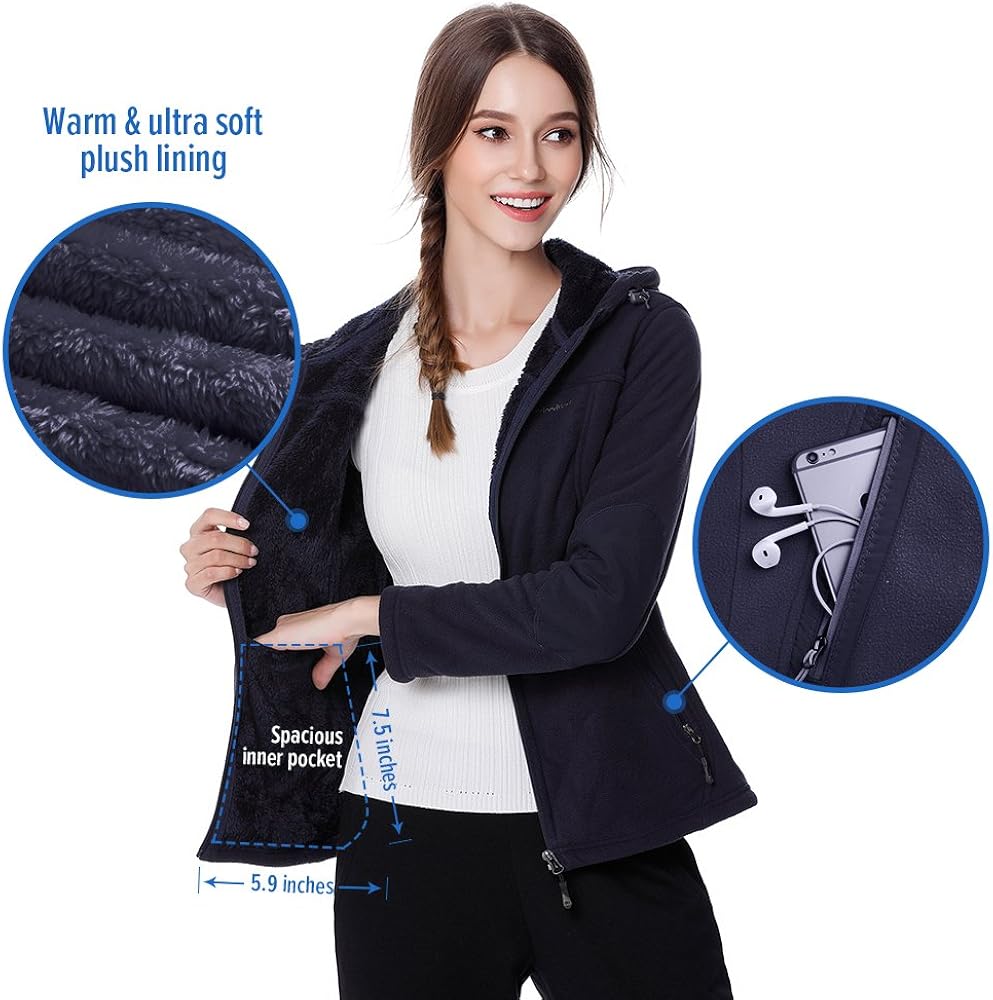 Fleece Jacket Women-Waterproof Plush Lining Hoodies Full-Zip Rain Coats at  Women's Coats Shop