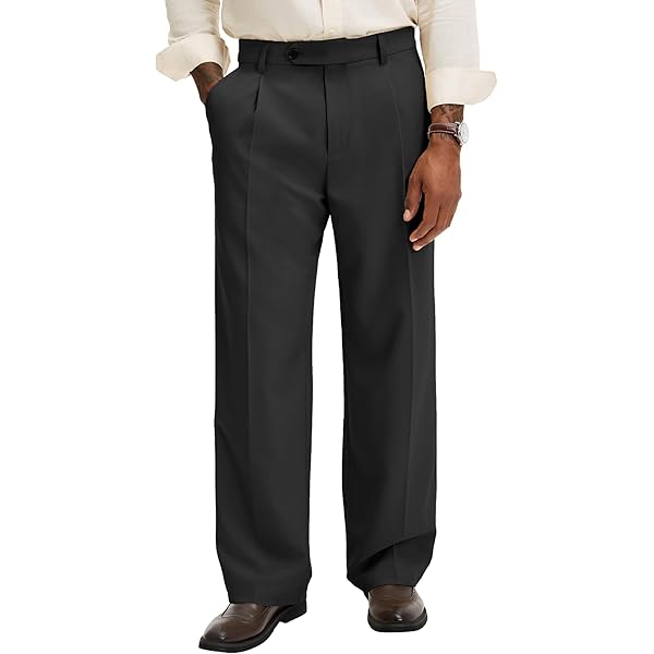 KingSize Men's Big & Tall No Hassle Classic Fit Expandable Waist  Double-Pleat Dress Pants - 42 40, Black at Amazon Men's Clothing store