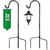 GOFORWILD Shepherd Hook 2 Pack Black, 33 inches Tall, Made of Premium Metal for Garden Decor, Plant Hanger, Lantern Hook, Solar Light Hanging, 7011