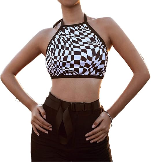 black and white halter top