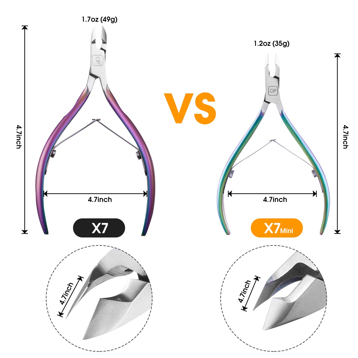 Cuticle Trimmer-opove Cuticle Remover Cuticle Nipper Professional Stainless Steel Cuticle Cutter Clipper Durable Pedicure Manicure Tools for Fingernails and Toenails,X7 mini Color Gradient: Beauty