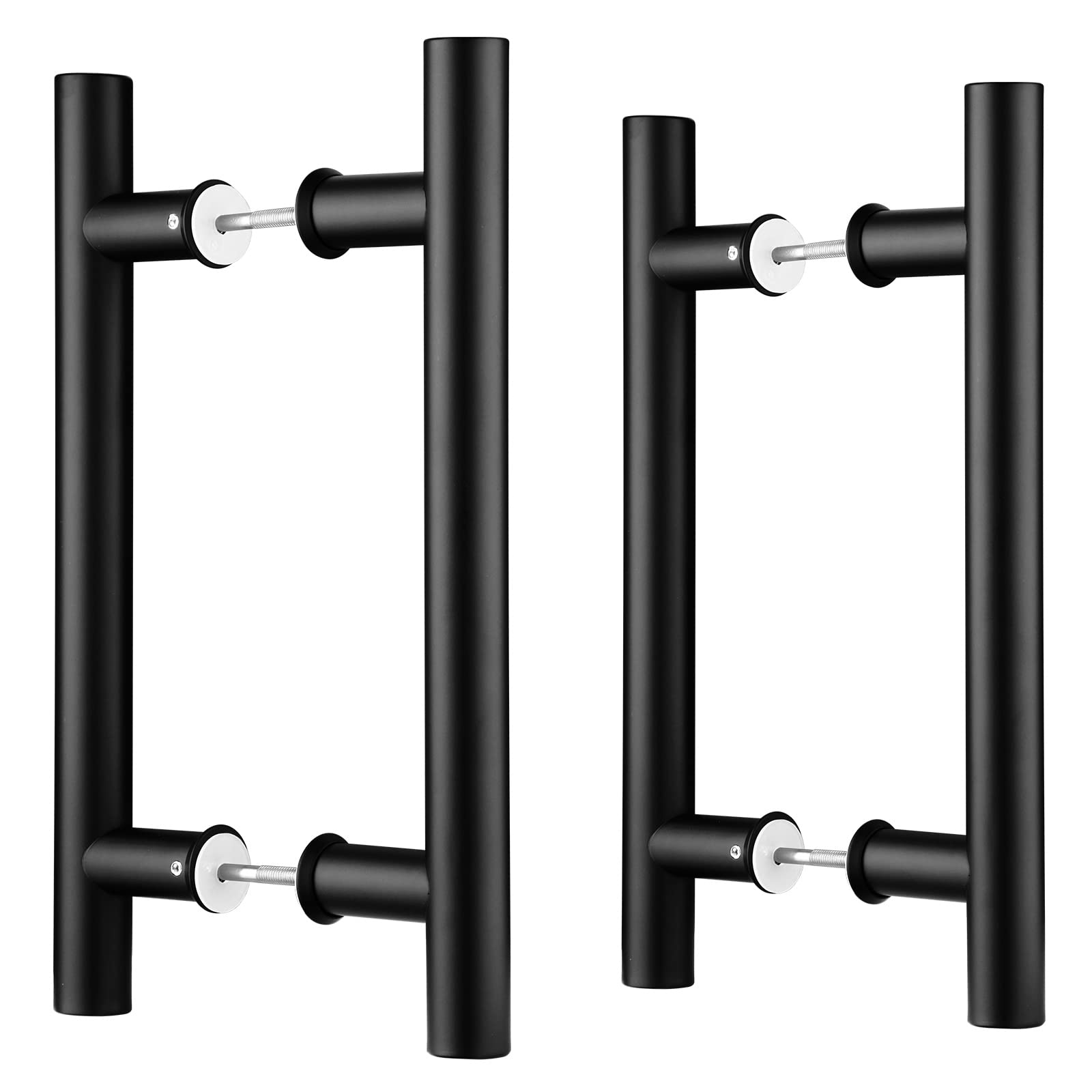 Photo 1 of EaseLife 12" Double Sided Push Pull Door Handle,Matte Black,Stainless Steel,H Shape Sliding Door Handle,Fit for Glass Door Wooden Door,2 Pack