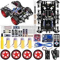 KINCREA Smart Robot Car Kit with ArduinoIDE Robot Kit with 4 Wheel Drive,Board,Ultrasonic Sensor, Infrared Tracking Module (No Welding Required)