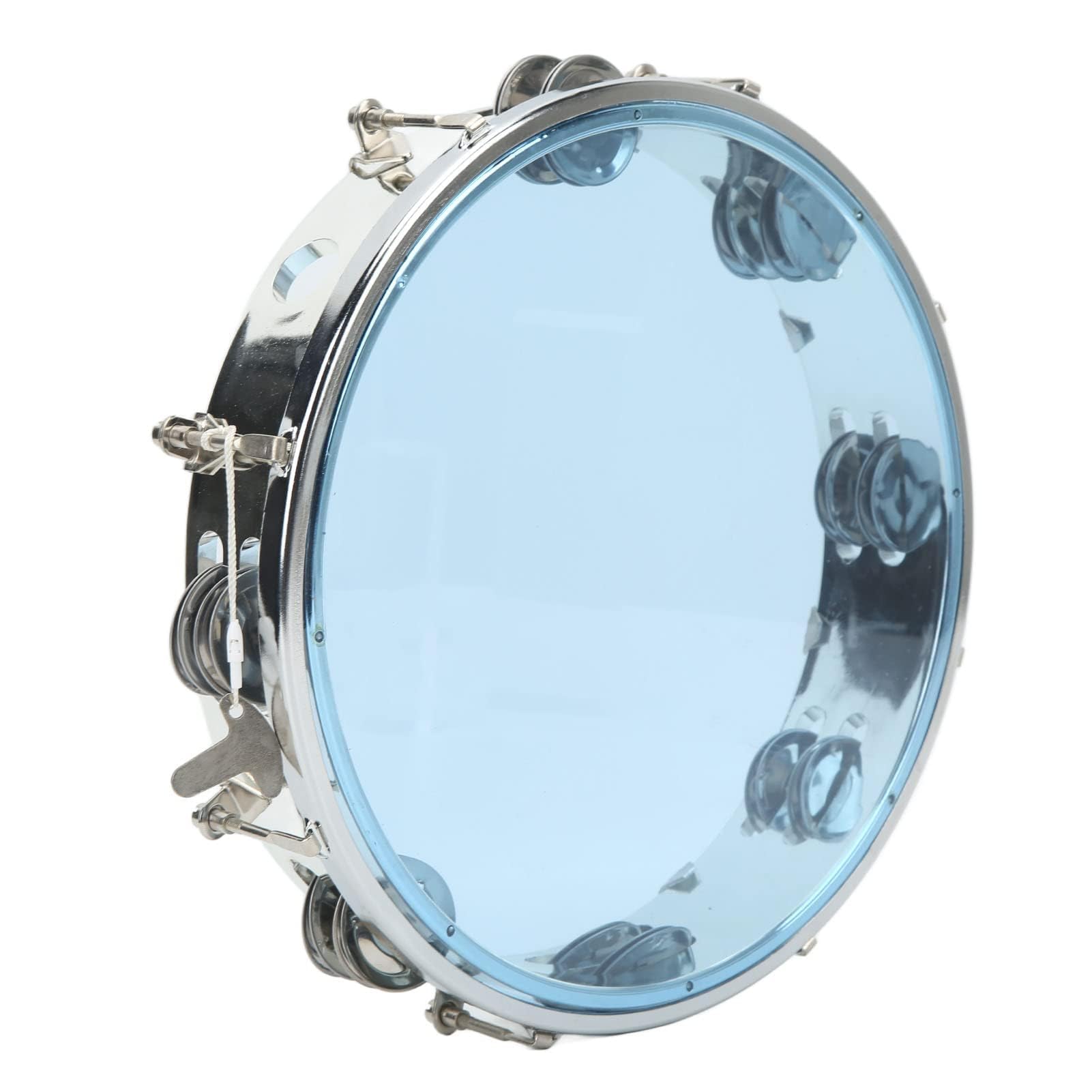 10in/25.5cm Hand Drum, Adjustable Tone Double Row Lightweight Hand Bell Handheld Percussion Instrument Hand Drum Ornament Musical Education Student Performance Hand Drum (Blue)