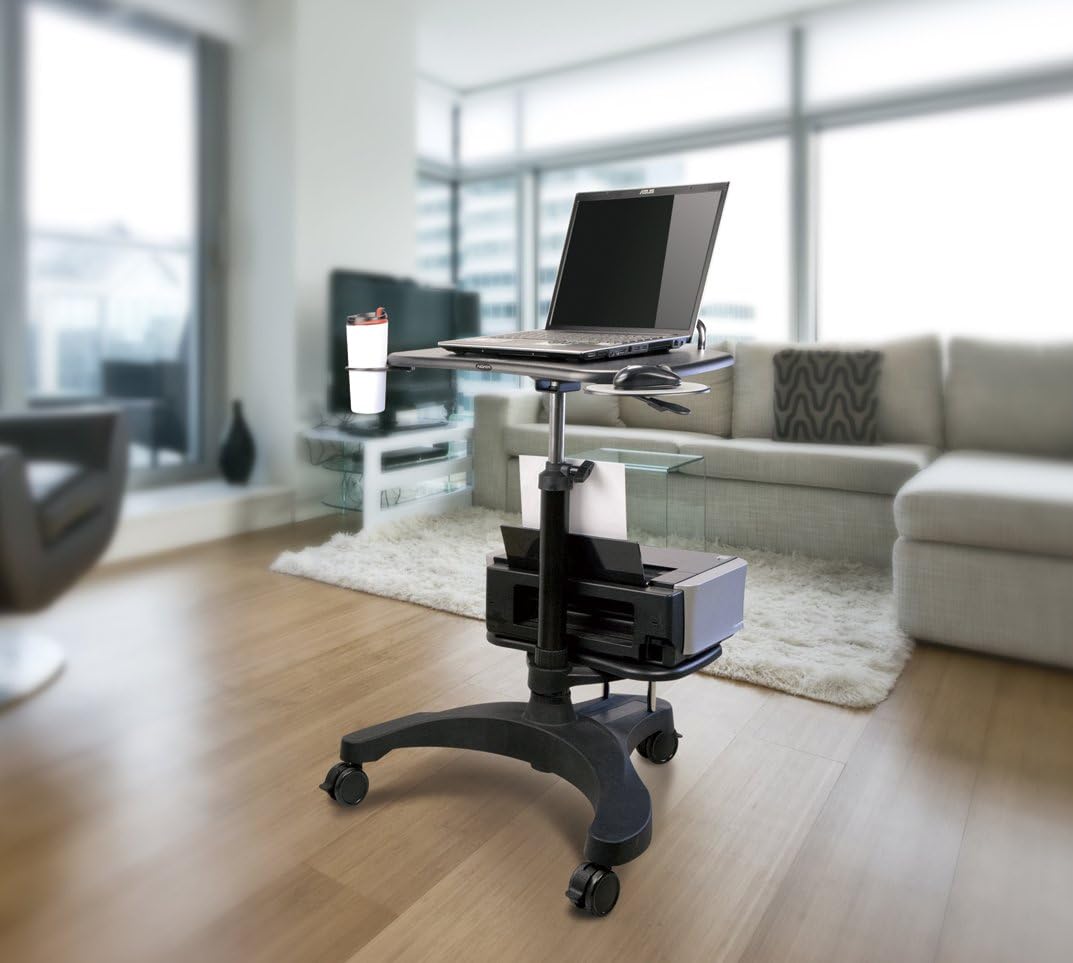 Aidata Ergonomic Sit-Stand Mobile Laptop Cart Work Station with Printer Shelf (Model: LPD009P): Computers & Accessories
