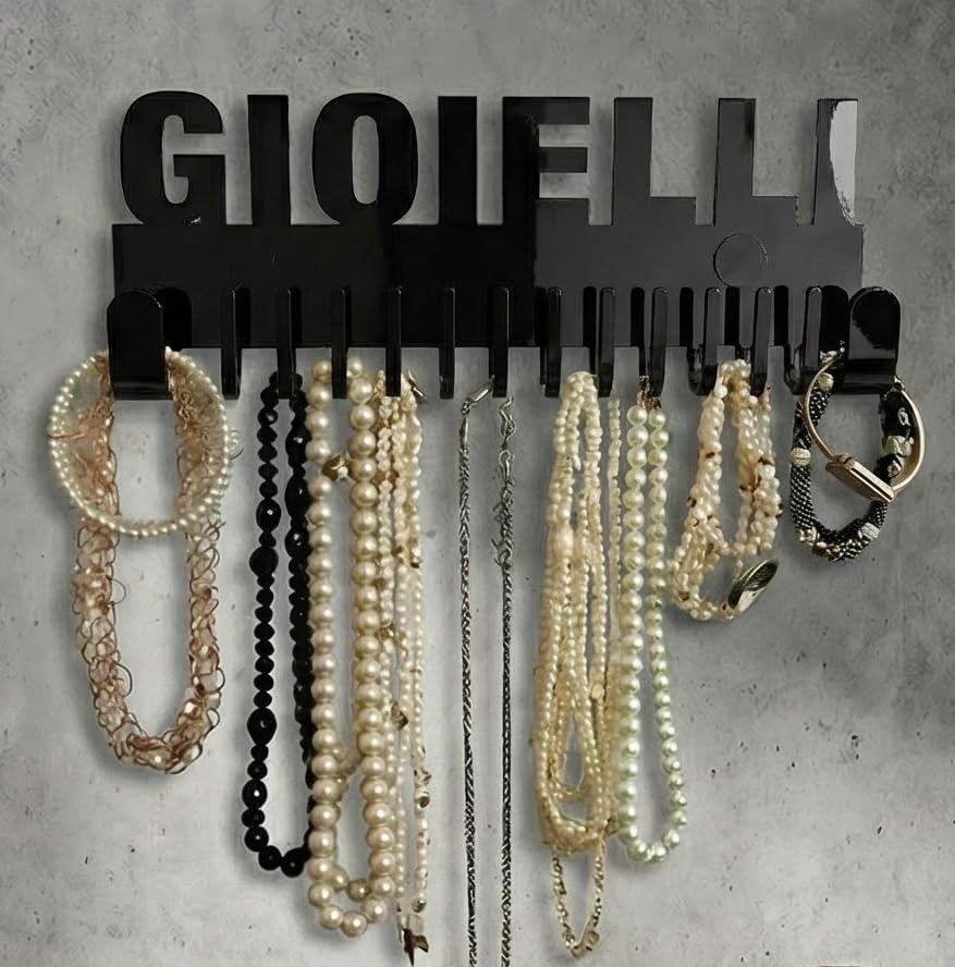 Galeara Wall Jewellery Holder Necklace Storage Wall Necklace Holder (Mika Gioielli Black)