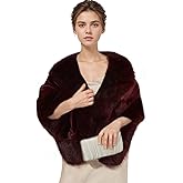 SUKUTU Faux Fur Shawl Winter Warm Luxury Cloak Coat Wrap Cape for Party Weeding Party Evening Dresses