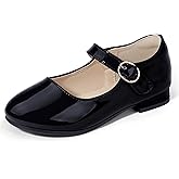 PANDANINJIA Girls Dress Shoes Patent Ballerina Flats Toddler Little Big Kid Mary Jane Low Heels Shoes