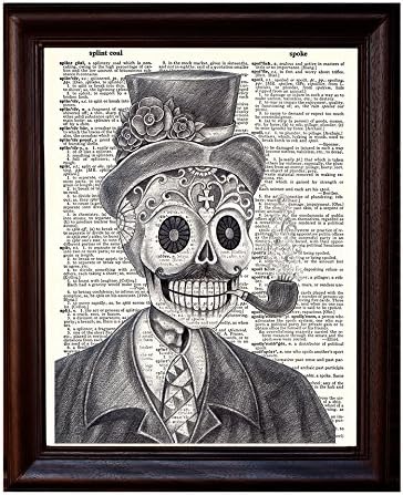 Day of The Dead Pencil Man - Dictionary Art Print