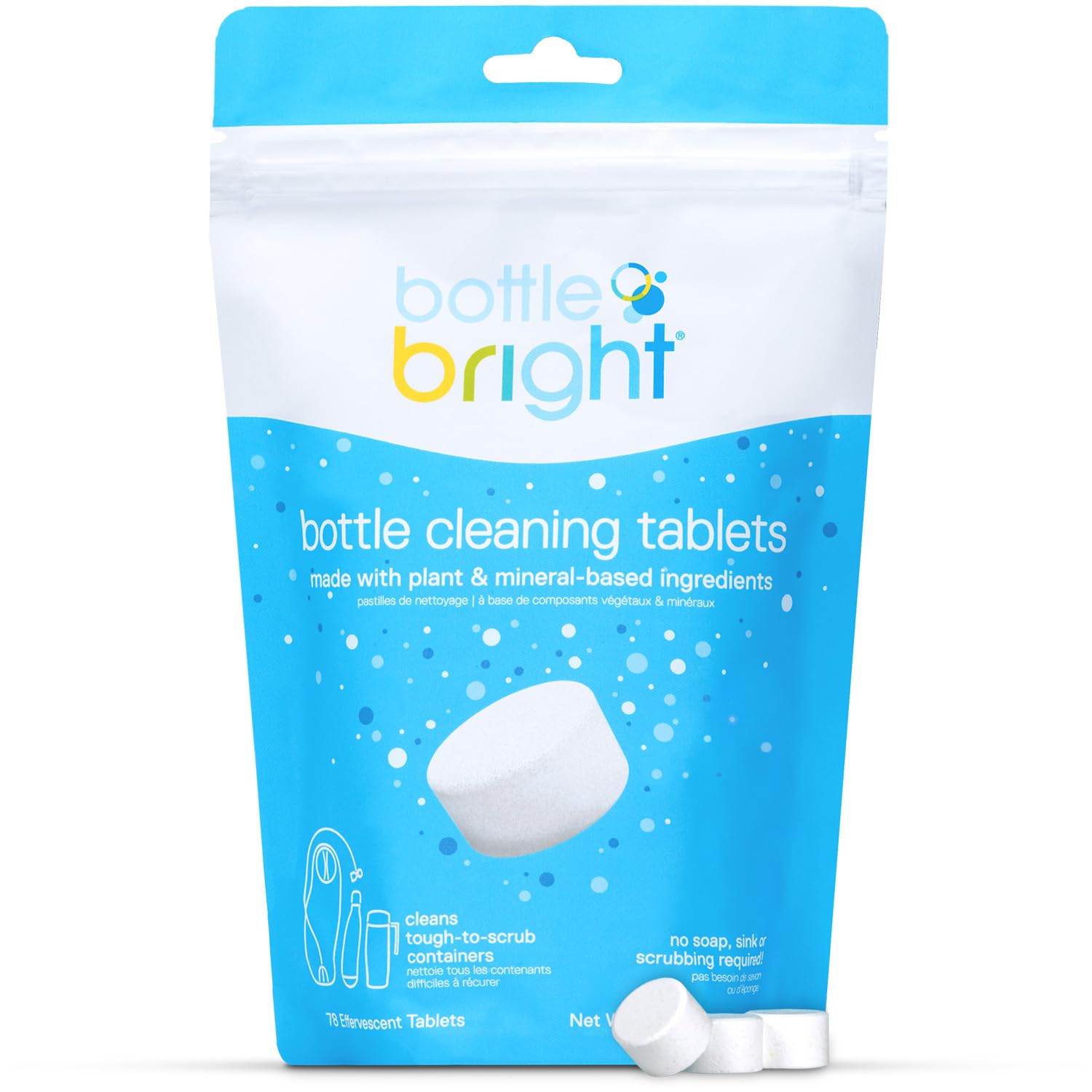 Photo 1 of Bottle Bright Bulk Pack (78 Tablets)- Clean Stainless Steel, Thermos, Tumbler, Insulated, Plastic and Reusable Water Bottles –Bottle Bright Cleaning Tablets are Easy and Safe to Use