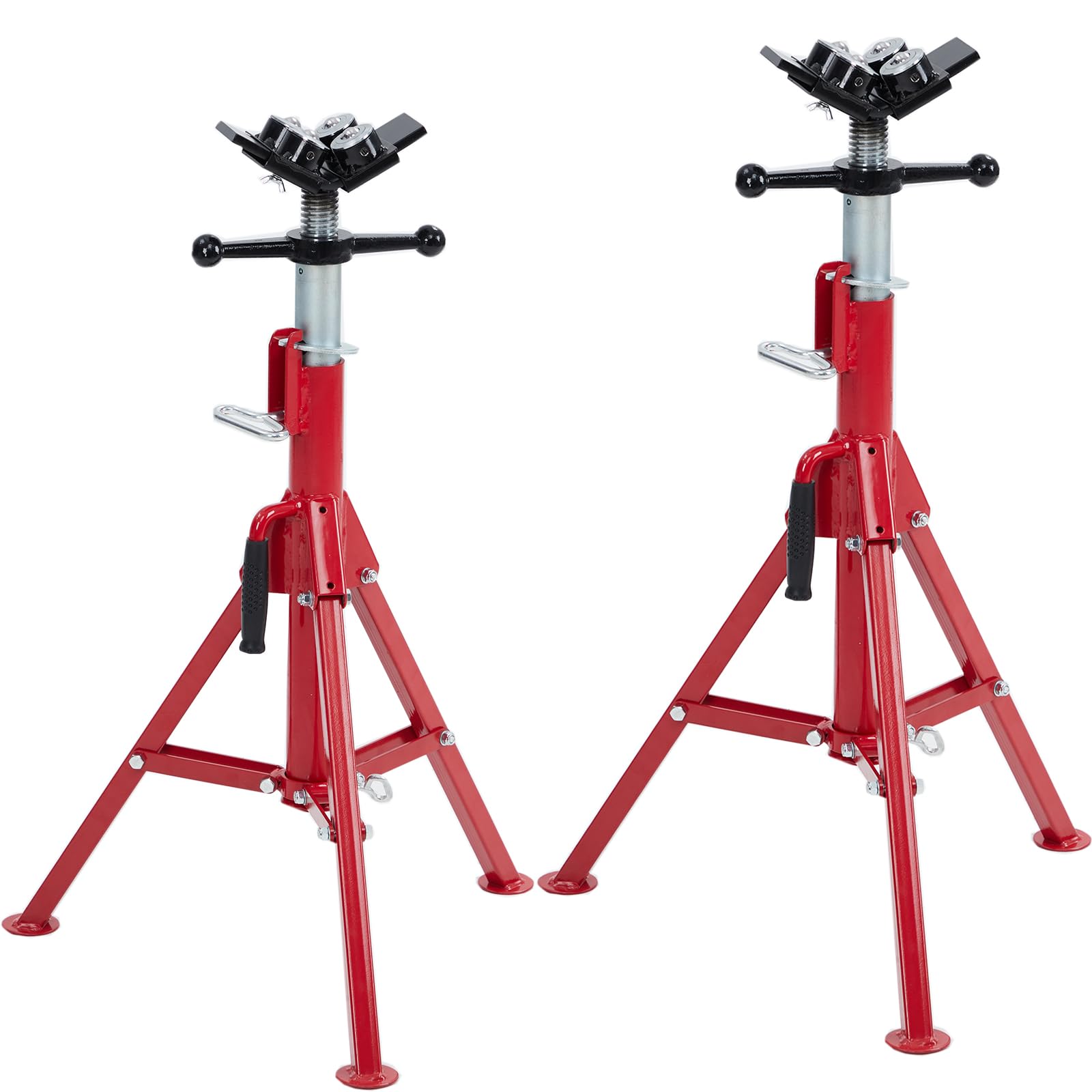 Photo 1 of **ONLY ONE PIECE**  V Head Pipe Jack Stand with 4 Ball Transfer, Adjustable Heavy Duty Pipe Stand for Welding, 2500 Lbs Capacity, 28-52 Inches, Portable Foldable Jack Stands for Construction Projects