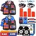2 Sets Tactical Vest Kits Fit for Fortnite Nerf Guns N-Strike Elite Series with Kids Vests, Dart Pouches, Face Masks, Protective Glasses, Wrist Bands, Storage Bags, 4 Reload Clips, 80 Refill Darts primary
