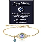 Alissl Evil Eye Bracelets for Women Gold Plated Dainty Chain Zirconia Turquoise Charm Adjustable Protective Lucky Link Bracelet Jewelry for Best Friends Sister Travel Birthday Christmas Valentine Gift