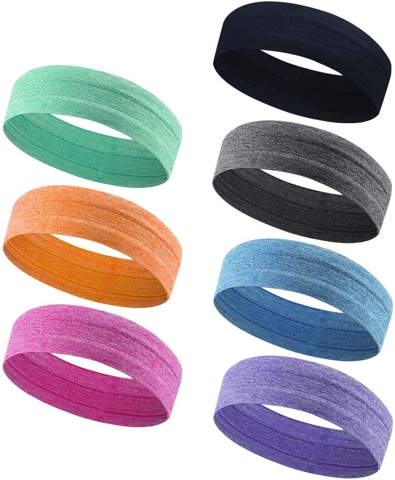 GonHui Sport Headbands for Women Men Anti-Slip Sweatbands for Yoga Gym Running Cycling Basketball (7 Colors Mix and Match)
