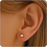 Dabovos Pearl Stud Earrings for Women Gold/Silver Plated 3mm 4mm 5mm 6mm 8mm Pearl Earrings Dainty Hypoallergenic Earrings