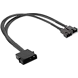 OPSFALCON 2 Pack 4-Pin Molex (Actual 2-Pin) to 2 x 3 Pin / 4 Pin PMW 12V PC Case Fan Power Adapter Cable, 3-Pin or 4-Pin (PWM