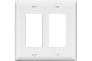 LIDER Matte Finish Double Decorator Switch Cover, 2 Gang Outlet Wall Plate, Mid-Size 2-Gang 4.88" x 4.92", Unbreakable Polycarbonate Thermoplastic, UL Listed, LWP-32M-W, White