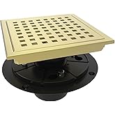 WEBANG 6 Inch Square Shower Floor Drain with Flange,Quadrato Pattern Grate Removable,Food-Grade SUS 304 Stainless Steel,Watermark&CUPC Certified, Brushed Gold