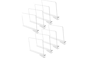 Sooyee Beautiful 8 PCS Acrylic Shelf Dividers, Perfect Perfect for Closets Kitchen Bedroom Shelving Organization to Organize Clothes Closet Shelves, Books,Towels and Hats, Purses Separators,Clear