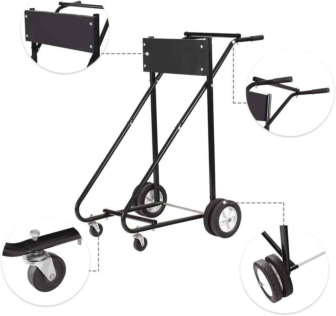 Goplus Boat Motor Stand, 315 LBS Heavy Duty Pro Outboard Engine Carrier Cart Dolly Storage (Black) (Black): Automotive