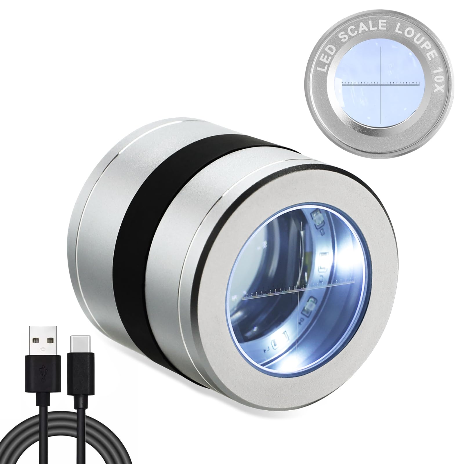 Loupe Magnifier Jewelers Loupe 10x LED UV Lit Jewelry Gem Tool