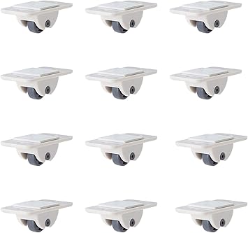 Amazon 21最新デザイン 12個 粘着テープ式キャスター 貼るだけキャスター 収納ボックス ふた付き ホイール収納ボックス ホイール ゴミ箱ホイール プラチック ステンレス 金属塗装面 プリント合板 段ボール ホワイト キャスター