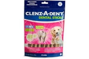 CLENZ-A-DENT Large Dental Chews - 100% Vegetarian Dental Sticks - Natural Toothbrush and Breath Freshener That Fights Plaque,