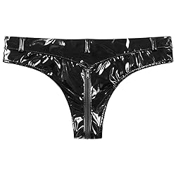 dPois Women's Shiny Latex Liquid Wet Look Zipper