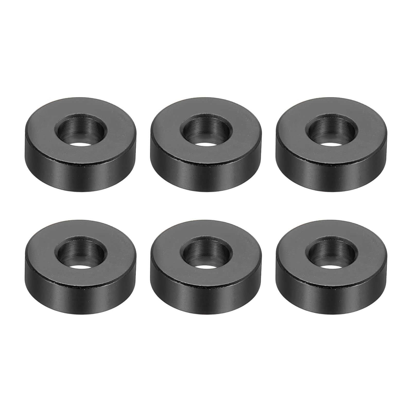 PATIKIL M6 Aluminum Spacers, 6 Pcs Metal Spacers Aluminum 6.2mm ID x 15mm OD x 5mm L Aluminum Spacer Screw Standoff Round for 1/4" or M6 Screw Bolts,Black