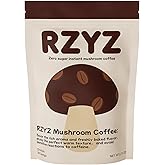 Mushroom Coffee,6 Organic Adaptogenic Mushrooms (Lion's Mane, Cordyceps, Reishi, Shiitake, Turkey Tail, King Trumpet) - Instant Coffee Blend for Natural Energy, Focus & Immune Support, 30 Servings ( 6.35oz)