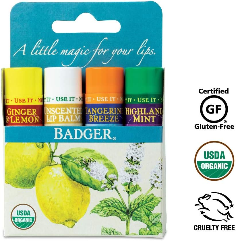Badger Organic Lip Balm Sticks - Set of 4, Gold Box, 4 count (Pack of 1) - Image 3
