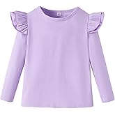 LYSMuch Toddler Baby Girls Long Sleeve Ruffle T Shirt Kids Casual Plain Solid Top Blouse T-Shirt Undershirt