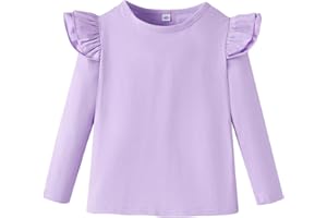 Magic Park 12M-7Y Baby Girl Blouse Toddler Ruffle T-Shirts Kids Girl Solid Color Tee Casual Tops for Girls
